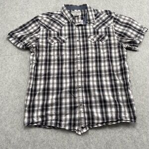 Cody James Shirt Mens XL Blue Plaid Western Snap Short Sleeve Cotton Casual